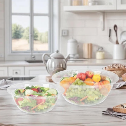 Mixing Bowl Set,2 Pcs Clear Plastics Salad Bowl with Lids,BPA-Free Kitchen Essentials for Cooking Baking Bowls with Non-Slip Bottom,Space-Saving Nesting Storage Bowls Not Dishwasher Safe