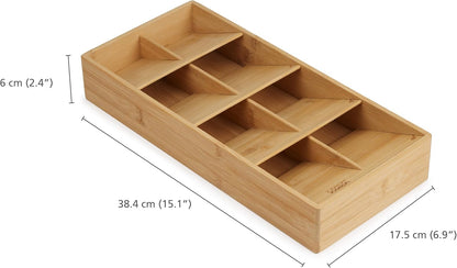 Joseph Joseph DrawerStore Compact Utensil Organizer For Kitchen Drawer Silverware, Flatware Tray, Small, Bamboo