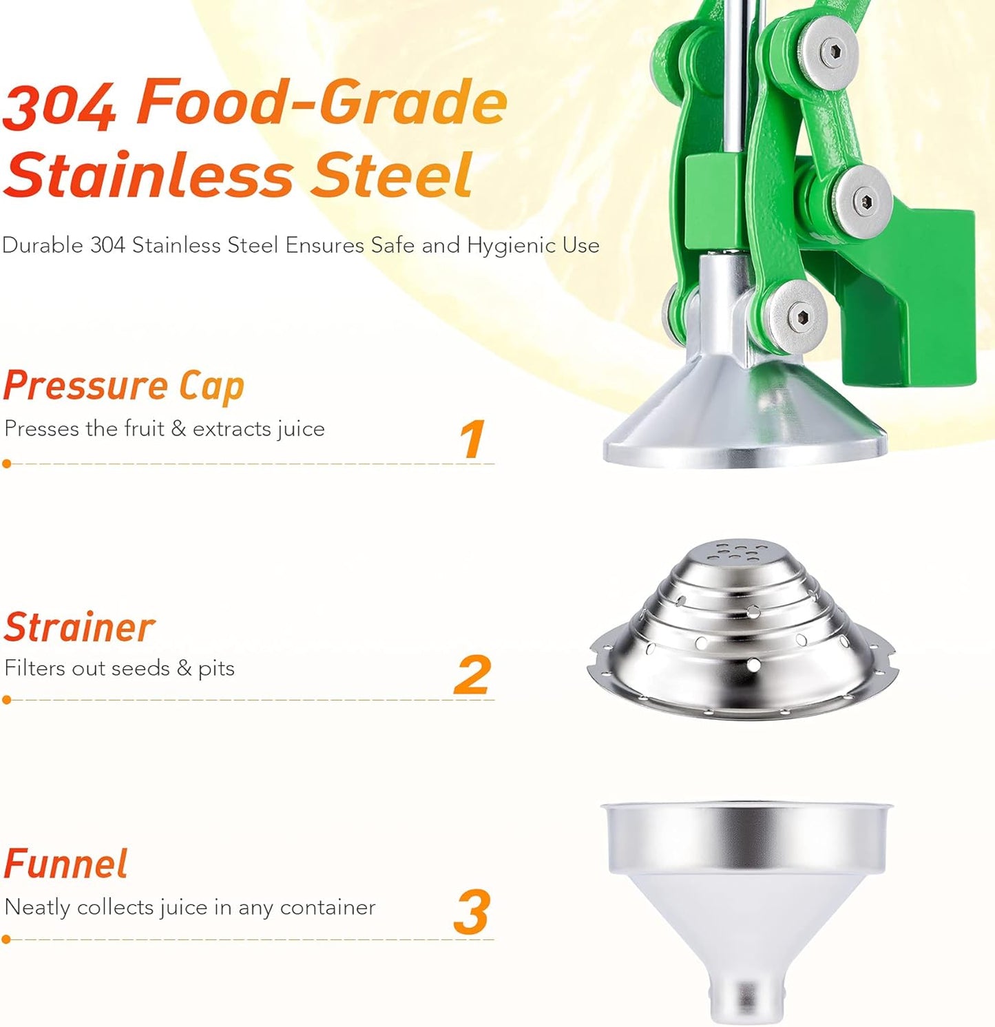 CO-Z Manual Citrus Juicer, Commercial Grade Cast Iron Orange Juicer, Professional Heavy Duty Juice Press with Removable Strainer, Manual Juice Extractor for Orange Lemon Pomegranate Citrus, Black