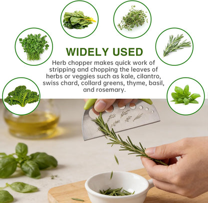 Herb Stripper and Herb Cutter 2 in 1, Herb Stripping Tool Herb Chopper Stainless Steel Herb Leaf Zipper for Kale, Chard, Collard Greens, Rosemary and Thyme