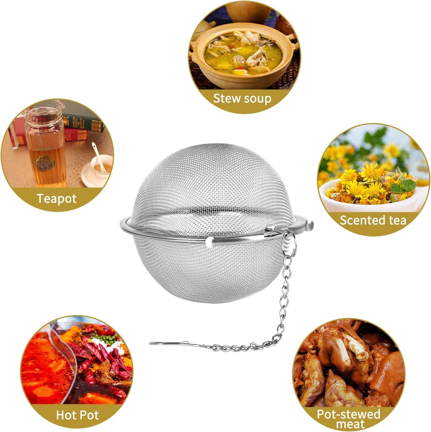 Fu Store 2pcs Stainless Steel Mesh Tea Ball 2.1 Inch Tea Strainers Teas Infuser Strainer Filters for Teas