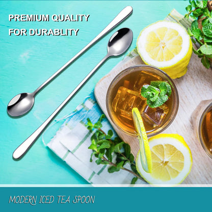 Hiware 9-Inch Long Handle Iced Tea Spoon, Coffee Spoon, Ice Cream Spoons, Stainless Steel Cocktail Stirring Spoons, Set of 4