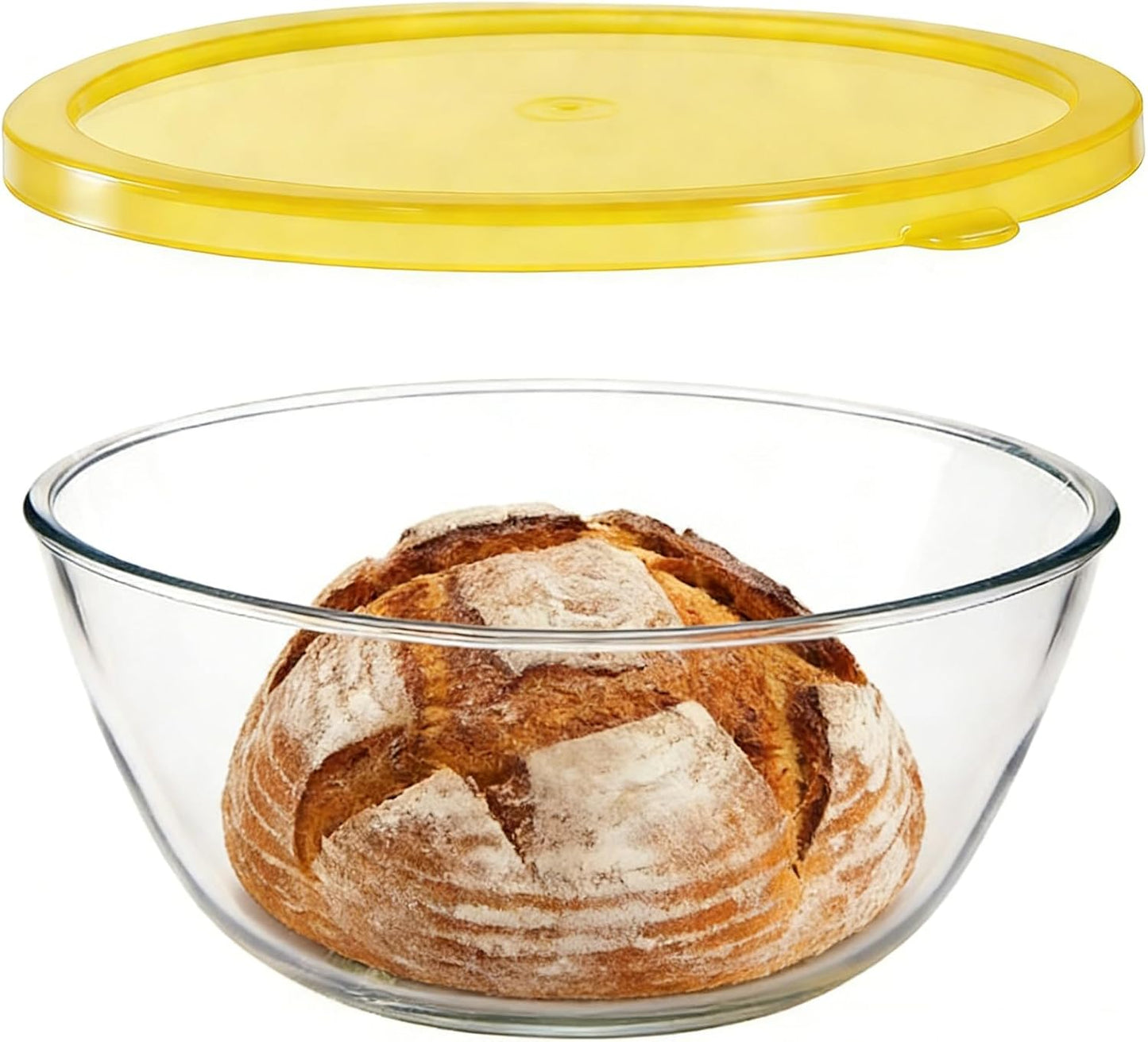 Large Glass Mixing Bowl with Lid, Clear Glass Salad Cooking Bowls for Sourdough, Salad and Storage Prepping and Baking Food Storage Set
