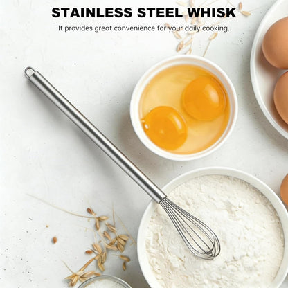 NileHome Stainless Steel Whisk 8" Hand Blender + 10" Semi-Automatic Rotary Kitchen Whisk Kitchen Wisk Wire Whisks for Cooking, Whisking, Blending, Beating, Stirring- 2 Pack...