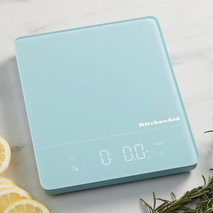 KitchenAid KQ913 Digital Waterproof (IPx7) Kitchen and Food Scale, LED readout, 11 Pound Max Capacity, White