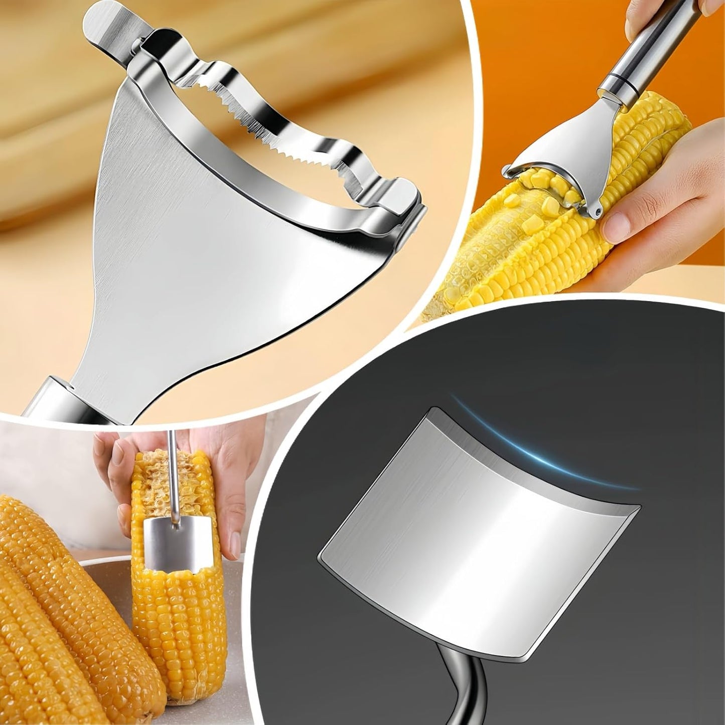 2 Pcs Stainless Steel Corn Peeler and Stripper Tool Set, Ideal Gadget Tool for corn on the cob BCMON