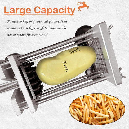 French Fry Cutter, Manual Potato Cutter with 1/2-inch and 3/8-inch blades for cutting potatoes and vegetables