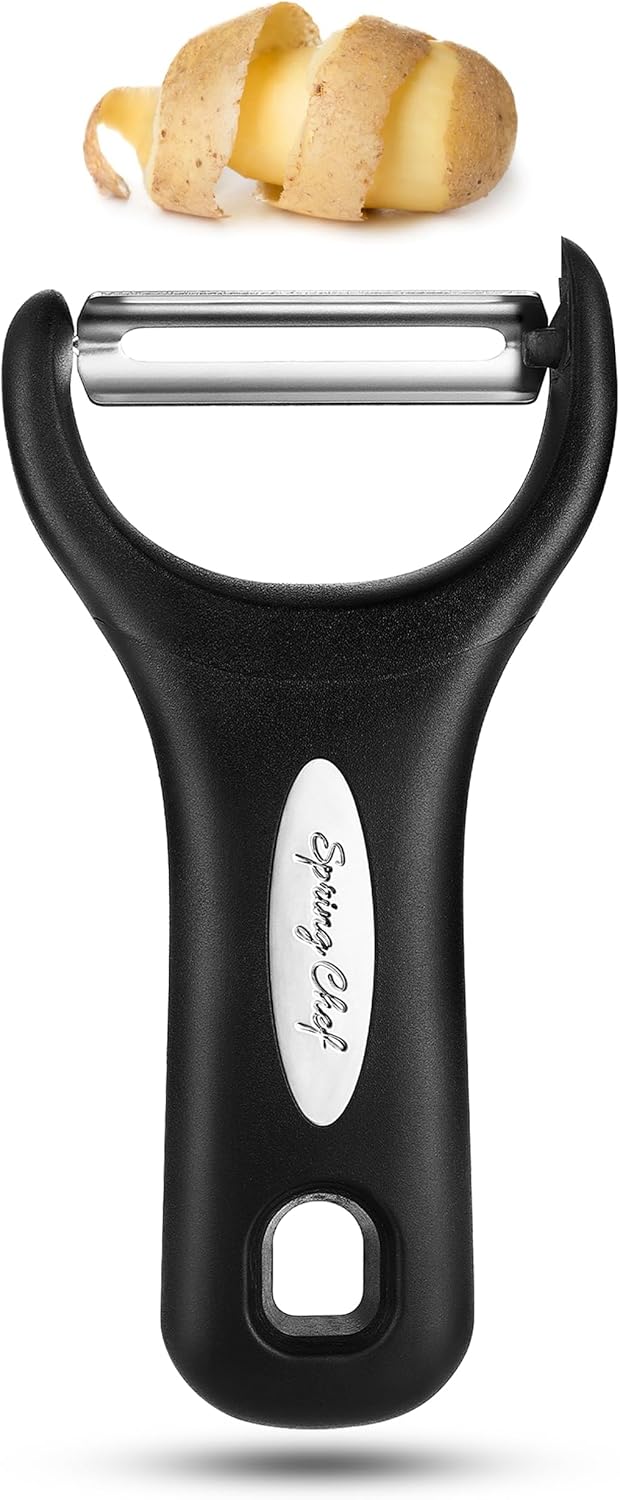 Spring Chef Vegetable Peelers for Kitchen - Stainless Steel Swivel, Y & Julienne Peelers, Potato Peelers with Soft Grip Handles, Kitchen Utensils Set of 3 for Fruits, Veggies, Apples, Carrots
