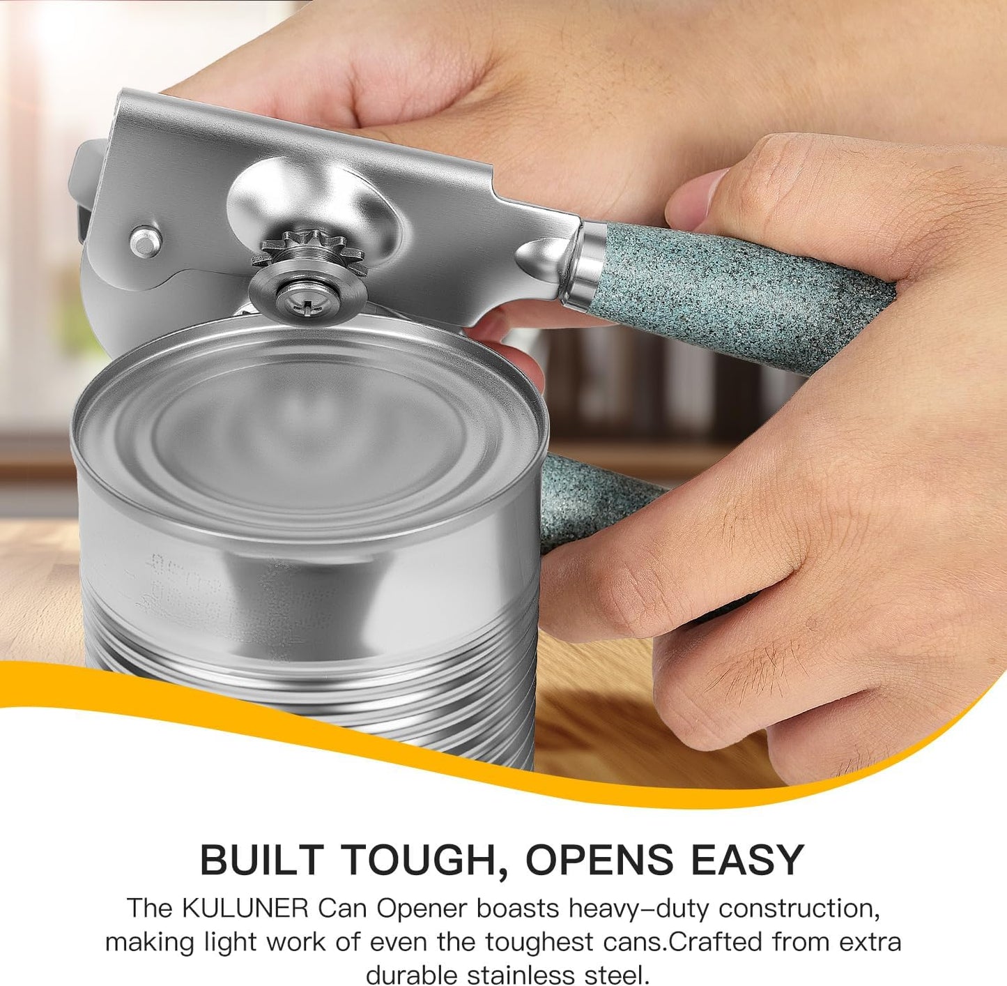 Upgraded Efficient Manual Can Opener - Selected Solid Wood Handle, Sharp and Smooth Blade Edge, Portable Design, Easy-Open Large Knob, Versatile for Various Bottle Caps（Rosewood）
