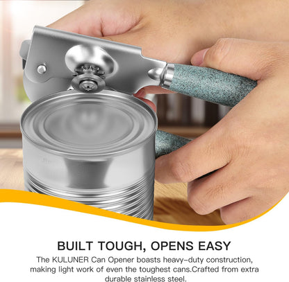 Upgraded Efficient Manual Can Opener - Selected Solid Wood Handle, Sharp and Smooth Blade Edge, Portable Design, Easy-Open Large Knob, Versatile for Various Bottle Caps（Rosewood）
