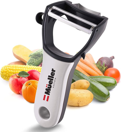 Mueller Ultra 4 in 1 Peeler Vegetable Peeler Kitchen Tool with Multiple Blades, Corn Stripper, Orange Peeler, Potato Eye Remover, Straight Blade Slicer