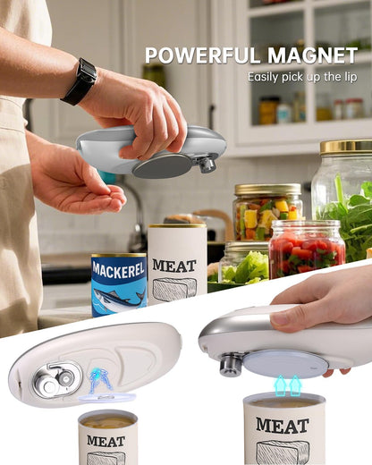 CIRCLE JOY Electric Can Opener, One-Touch Automatic Can Opening with Smooth Edges, Food Safety Handheld Battery-Operated Can Opener for Kitchen and Seniors, Black
