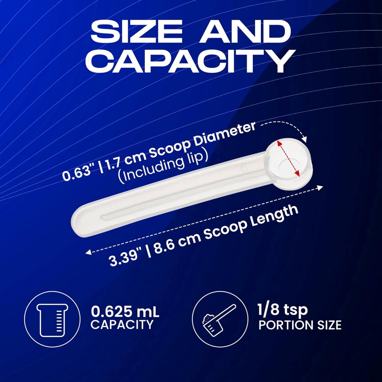 1/8 teaspoon scoop (1/8 teaspoon measuring spoon) plastic | FitPowders (5, Clear)
