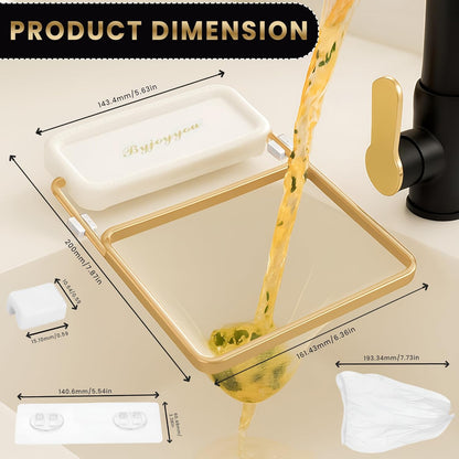 Kitchen Sink Hanging Strainer with 100 Sink Strainer Net Bag, Stainless Steel Corner Sink Basket Holder Mesh Sink Strainers for Kitchen Sink Food Catcher, Sink Trash Catcher for Garbage Leftovers