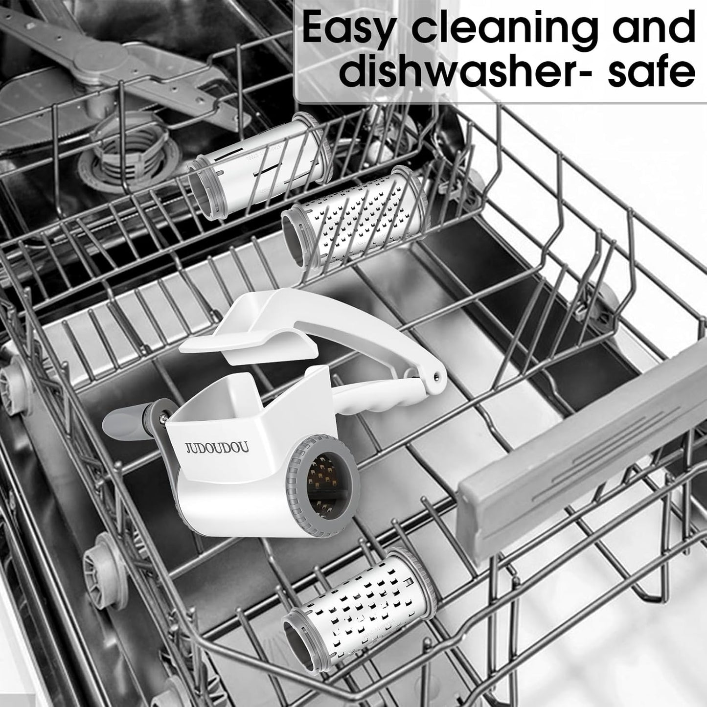 Cheese Grater Hand Crank - Classic Rotary Cheese Grater, Parmesan Cheese Shredder Handheld with 3 Stainless Steel Drums, Can be used for Hard Cheese, Chocolate and Nuts - Dishwasher Safe