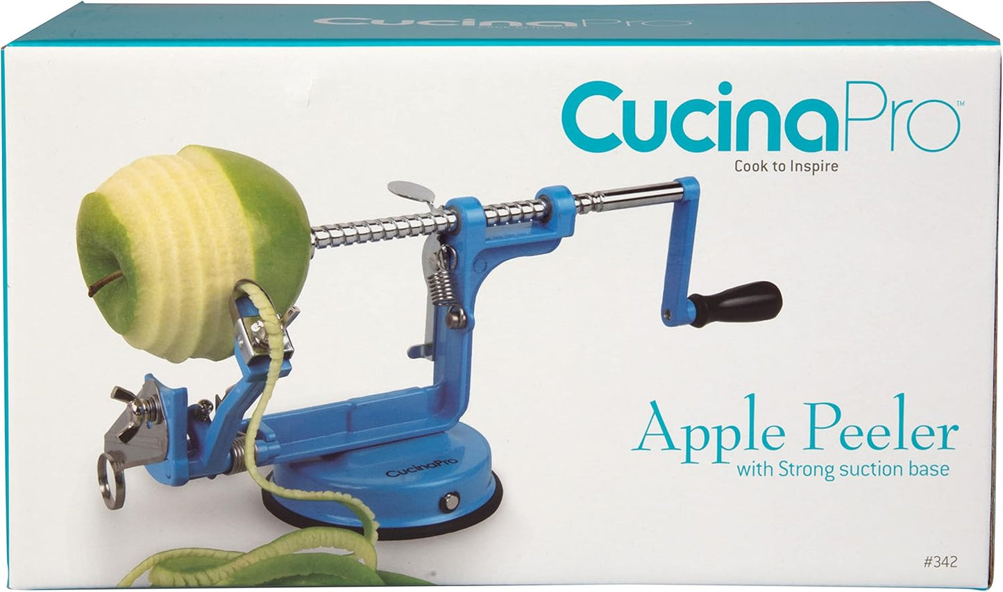 Apple Peeler and Corer - Durable, Heavy Duty Chrome Cast Iron with Powerful Countertop Suction, Hand Crank for Fruits, Apples, Potatoes or Veggies, Fall Picking Season and Holiday Pie Making Essential