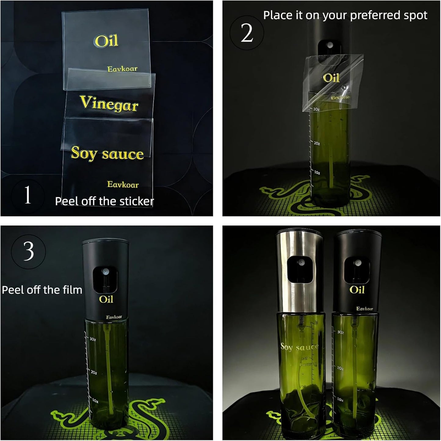 Cooking Oil Spray Bottle, Olive Oil and Avocado Oil Spray Bottle, 100ml Olive Oil Spray Bottle, Kitchen Tools, Air Fryer, Salad, Frying, Grilling (light-blocking glass)-Silver