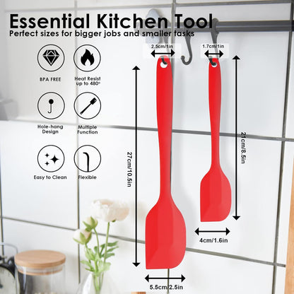 Silicone Spatula Set 2 Pcs Heat Resistant Rubber Spatula for Non-stick Cookware BPA Free (Black)