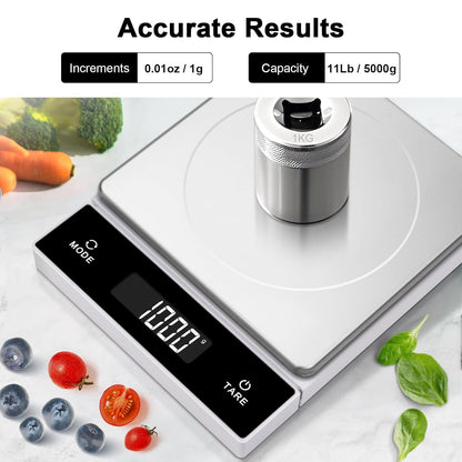 THINKSCALE Digital Kitchen Scale, 11-Pound Stainless Steel Food Scale with Pull-Out Display, 1g/0.01oz Precision for Baking, Cooking, Meal Prep, 6-Unit Conversion