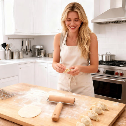 Wooden Rolling Pin Set - Non-Stick Pizza & Dough Roller, Ergonomic Bakery Tool for Cookies, Pie, Bread Dough | Heavy Duty, Easy Clean, Compact Storage | Kitchen Gadget Essential