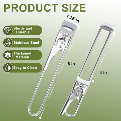 Adjustable Jar Opener –2026 Stainless Steel Can & Bottle Opener for Weak Hands Seniors Up to 4-Inch Lids,Optional Silicone