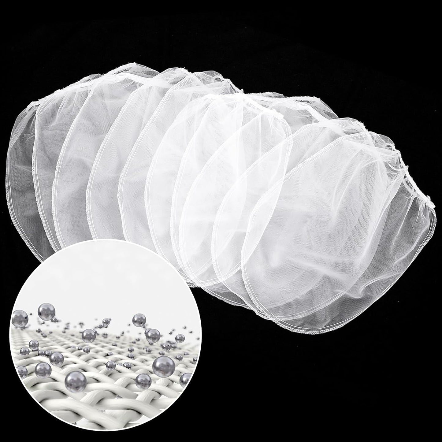 Paint Strainer Bags 1 Gallon Paint Filter Bag White Fine Mesh Disposable Bag Bucket Strainer with Elastic Drawstring Top Opening for Paint Gardening, 5 Pack
