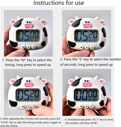 Kitchen Timer, Cute Cartoon Animal Countdown, Digital Cooking Timer with Magnetic, LCD Large-Screen Visual Clock, Hangable Alarm Clock with Stand，for Cooking Bake Sport Game (Timer-XG)