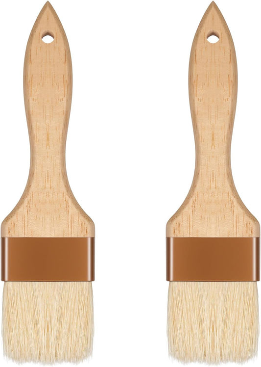 2 Pcs 2 inch Pastry Brush Bristle Basting Brushes Cooking Baking BBQ Oil Brush Food Brushes for Cooking Butter Oil Egg Marinade Grilling Durable Kitchen Marinade Butter Culinary Utensil