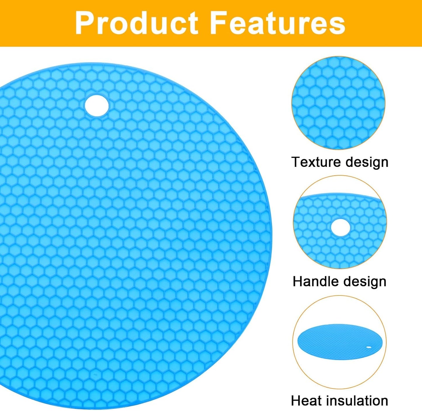 uxcell 4pcs Silicone Jar Opener Pads, 17.5cm/7" Texture Can Opener Multipurpose Round Bottle Lid Opener Non-Slip Coasters for Weak Hands Seniors Children, Black