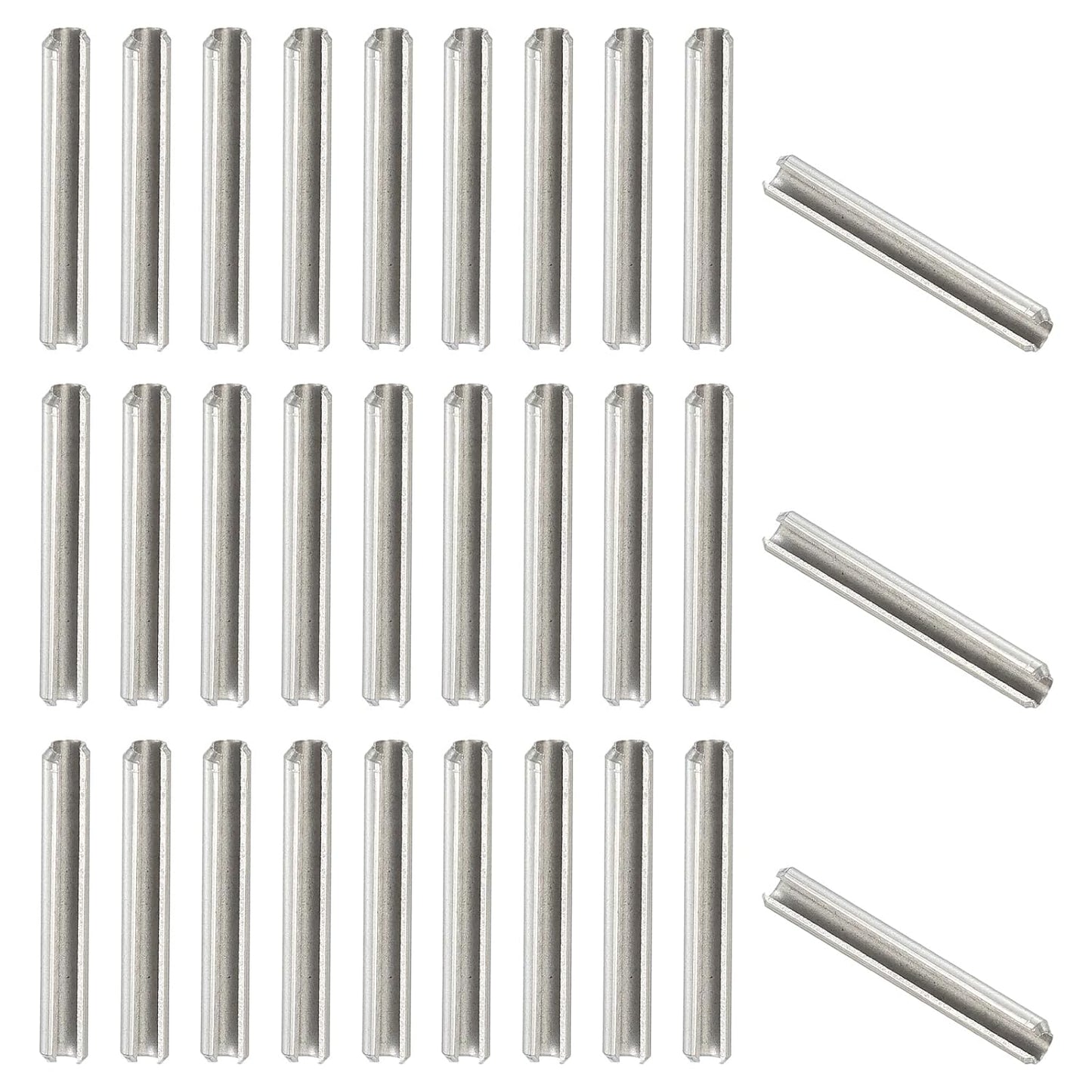 PATIKIL Slotted Spring Pin, 50 Pcs 1/8" x 3/4" (3.2mm x 20mm) 304 Stainless Steel Split Roll Pins Spring Dowel for Home Improvement Automotive Machine Repair, Silver - Colors A