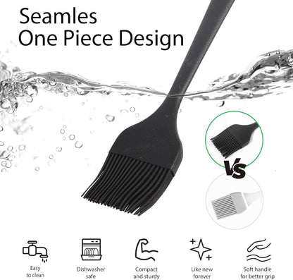 Silicone Basting Pastry Brush, Heat Resistant Basting Brush for Cooking, Strong Steel Core and Dishwasher Safe, BPA Free Kitchen Brush for BBQ Sauce Oil Baking (2 Pcs)
