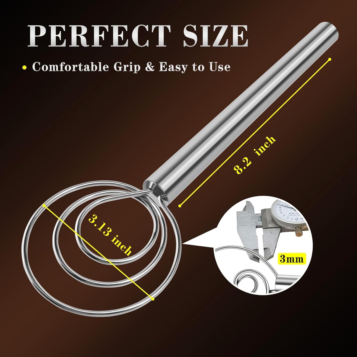 TEEVEA Danish Dough Whisk Stainless Steel for Sourdough Pizza and Bread Baking