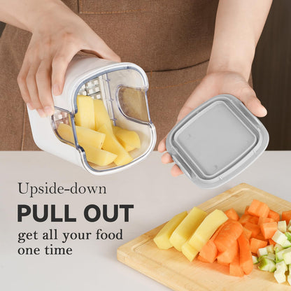 KEOUKE Multifunctional Vegetable Chopper Red - 3 Interchangeable Blades Potato French Fry Cutter with Container & Storage Box Food Chopper Dicer for Cucumber, Tomato, Carrot, Onion