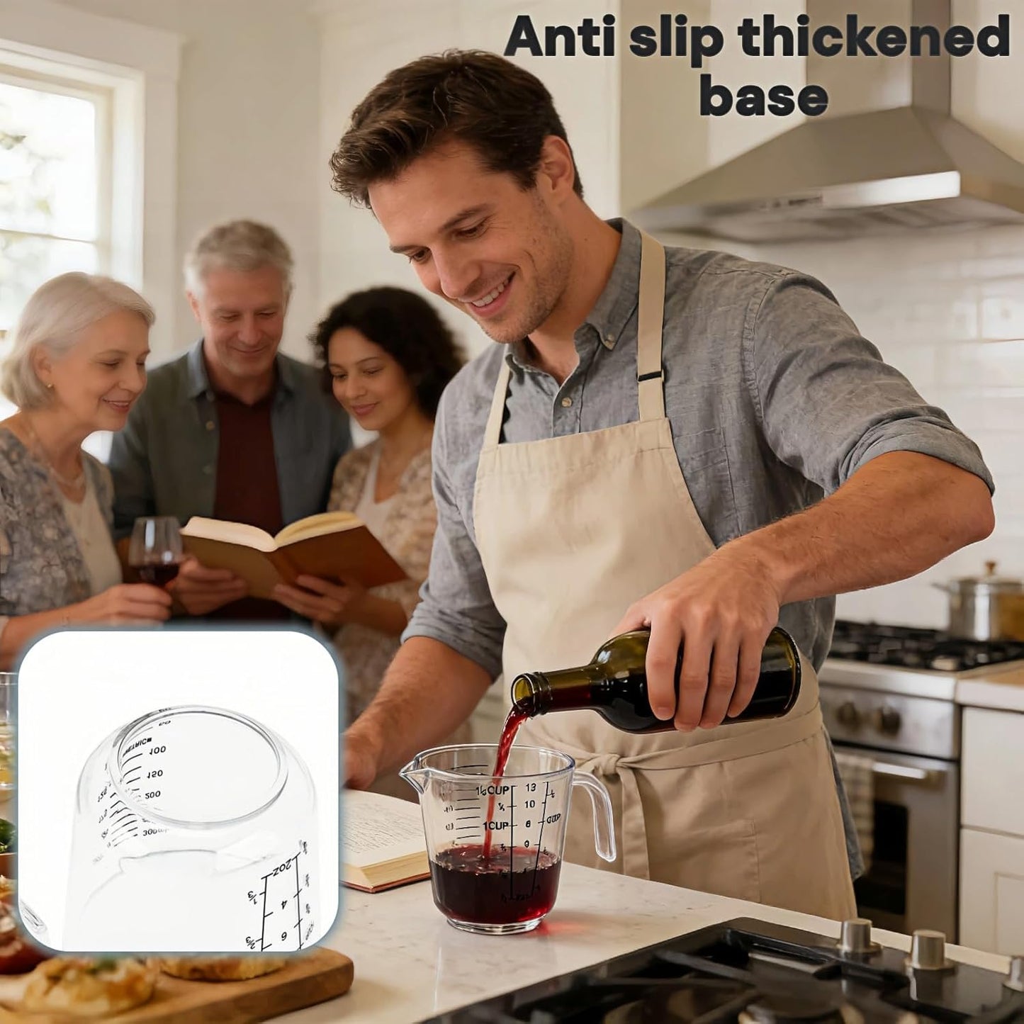 BPA-Free Plastic Measuring Cup 300ml/1 ½ Cup – Clear with Dual ml/cup Marks, Heat-Resistant 0-176°F, V-Shaped Spout for Drip-Free Pouring, Comfort Grip Handle for Baking & Cooking