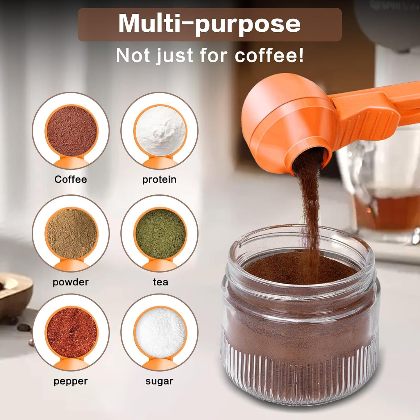 2-in-1 Coffee Scoop with Funnel, 2 Teaspoon Measuring Spoon for Reusable K Cups, Ground Coffee, Protein Powder & Tea, Mess-Free Plastic Design (Pink)