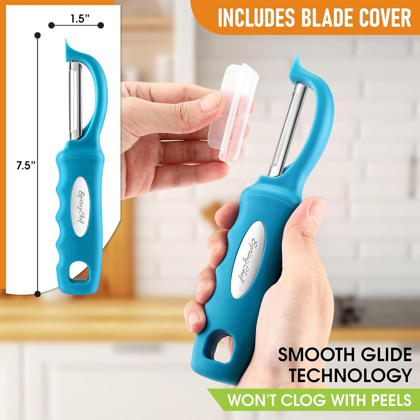 Spring Chef Premium Swivel Vegetable Peeler, Soft Grip Handle and Ultra Sharp Stainless Steel Blades - Perfect Kitchen Peeler For Veggie, Fruit, Potato, Carrot, Apple - Pink Lemonade
