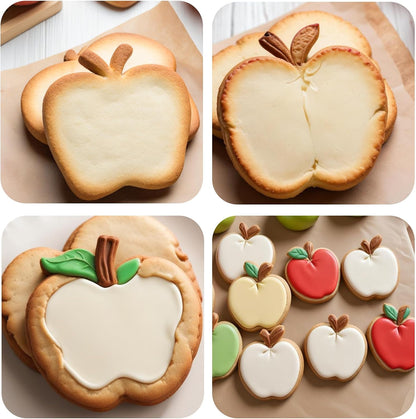 Molain Apple Cookie Cutter, 3.5 Inch Apple Cutter Fruit Cookie Cutters Apple Shapes Biscake Cutter for Graduation Fall Thanksgiving Back to School Themed Mold Stainless Steel