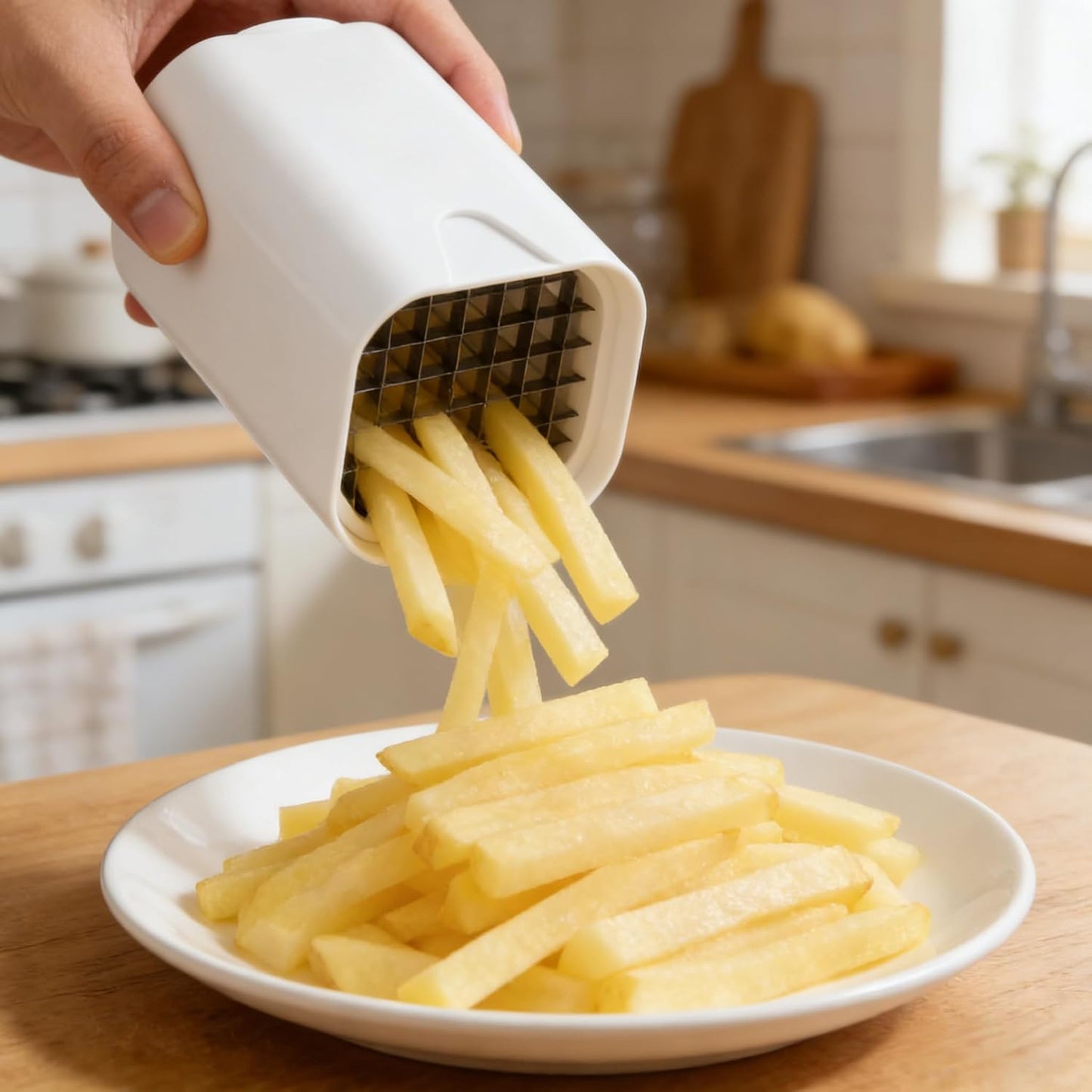 French Fry Cutter,Natural Cut Rapid Vegetable Dicer,Stainless Steel Potato Cutter French Fry Cutter Fries Potato Cutter Potato Tool for Kitchen
