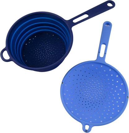 Cambridge Robert Irvine 2-in-1 Collapsible Colander, 0, BLACK