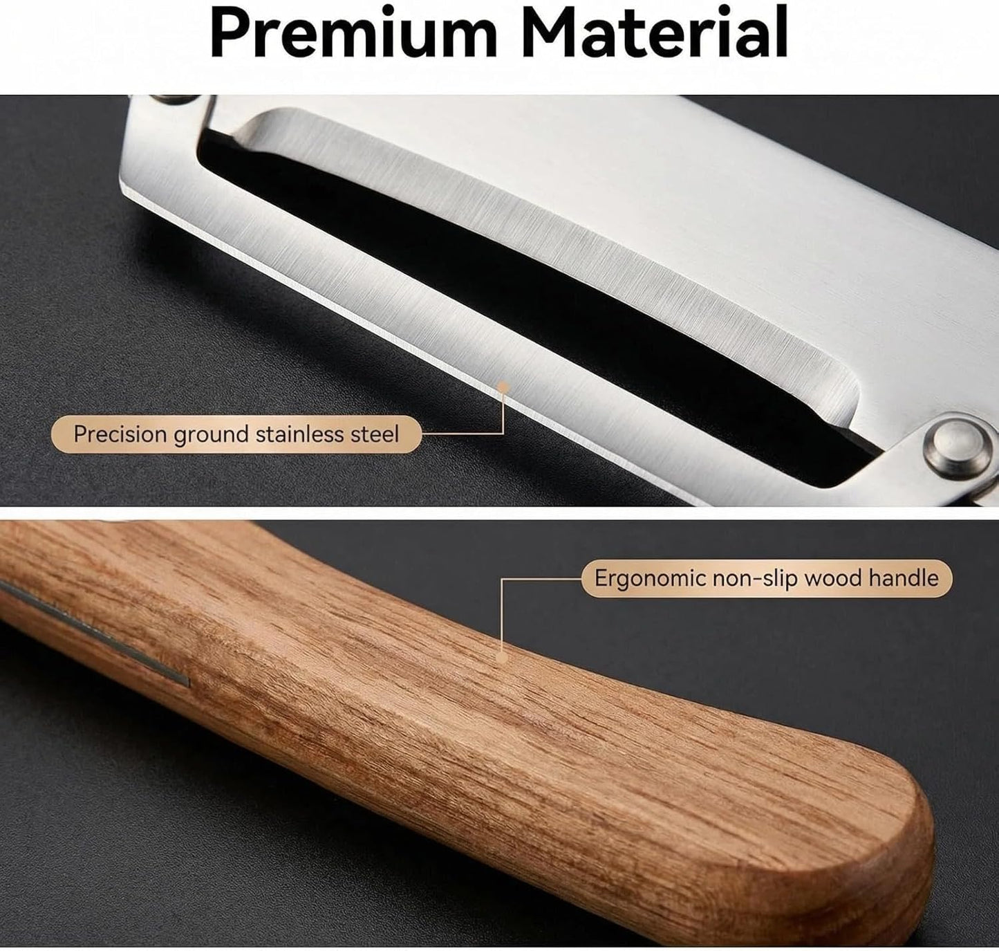 NEW Premium Vegetable Peeler with Wooden Handle and Bottle Opener: 2-in-1 Stainless Steel Kitchen Tool for Fruit Apple Potato Pumpkin Papaya (2Pcs)