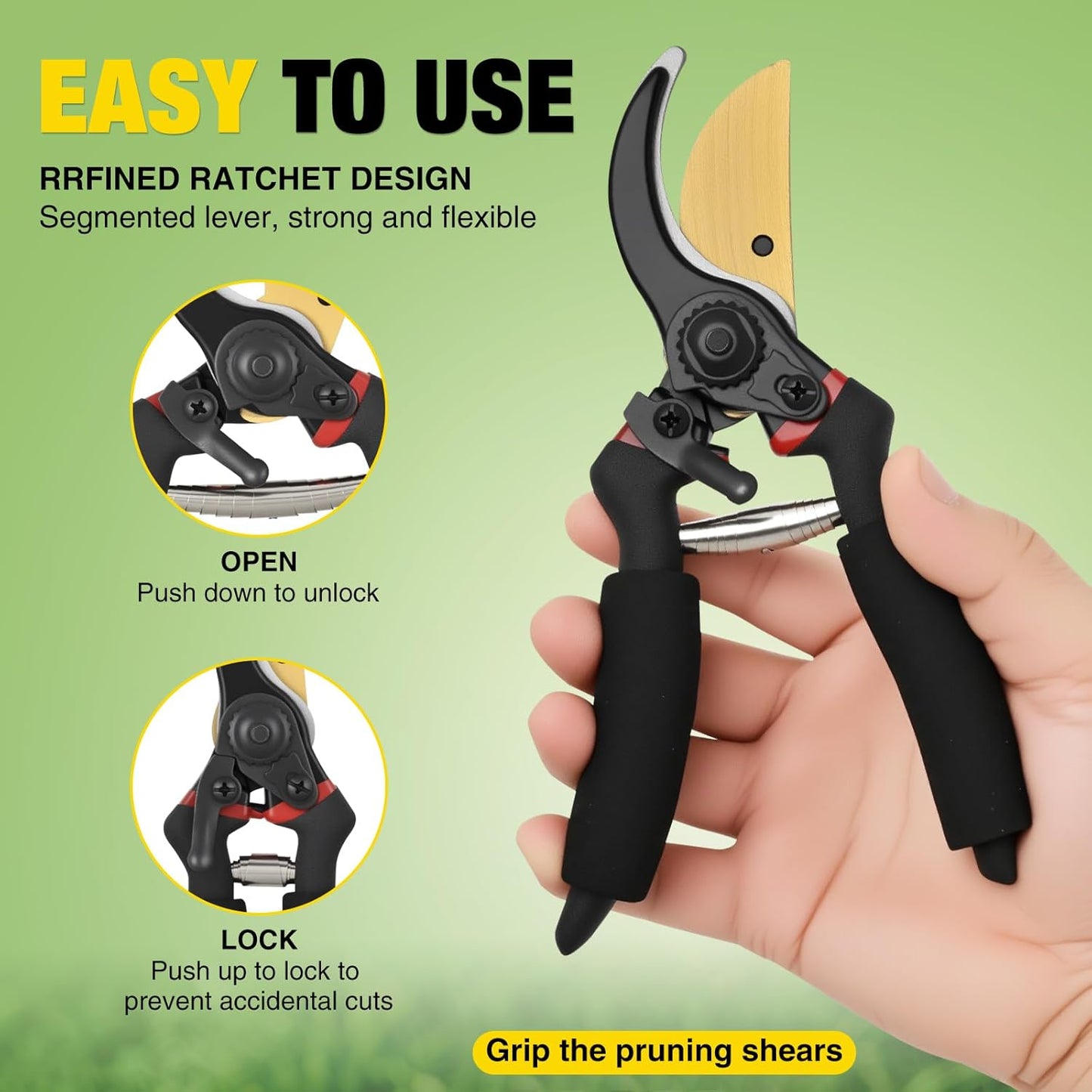 Yesker Pruning Shears Garden Shears 7.8" Professional Garden Scissors Sharp 65 Manganese Steel Blade Heavy Duty Clippers Hand Pruners for Cutting Fresh Flowers Branch Plant Trimming Gardening Tools