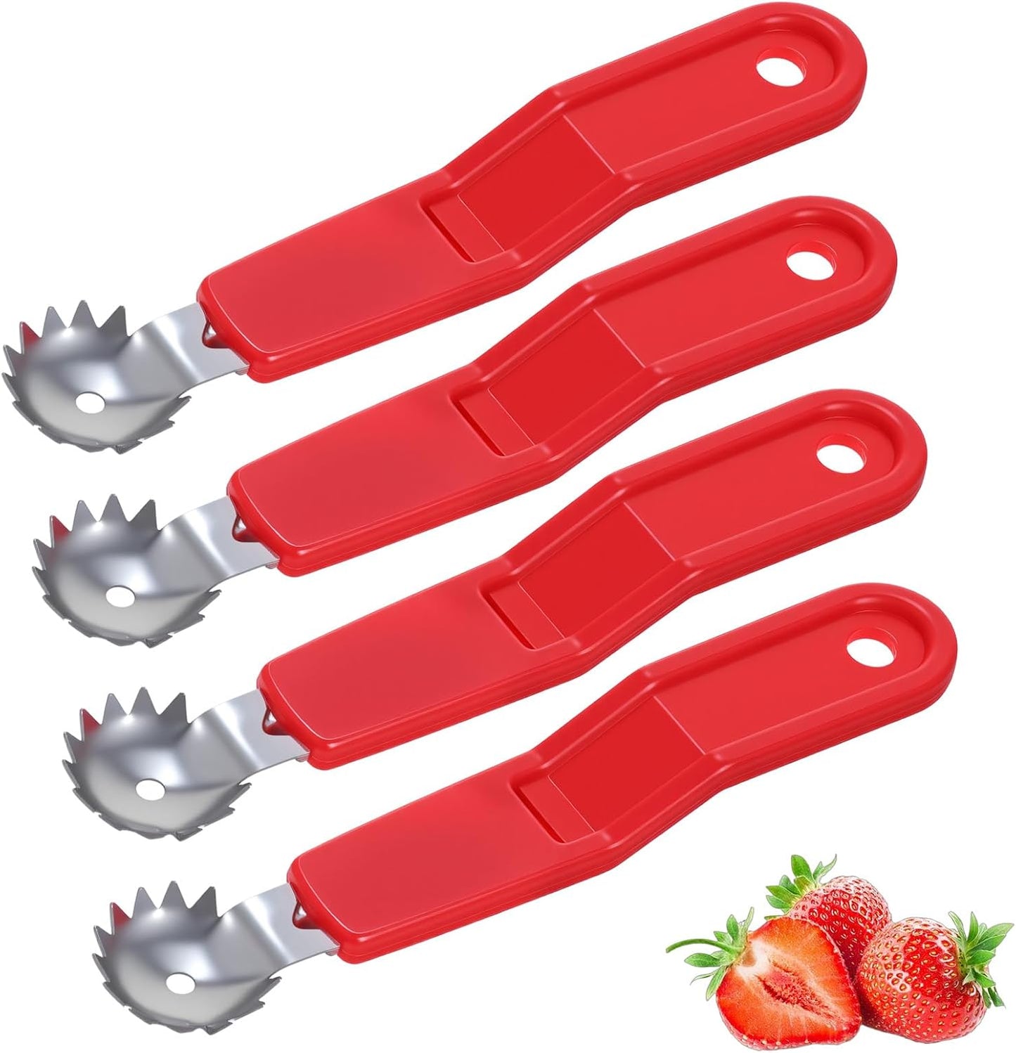 4 Pcs Strawberry Huller, Strawberry Corer Tool, Stainless Steel Strawberrys Stem Remover, Efficient Fruit Corer Tool for Kitchen for Tomato Preparation
