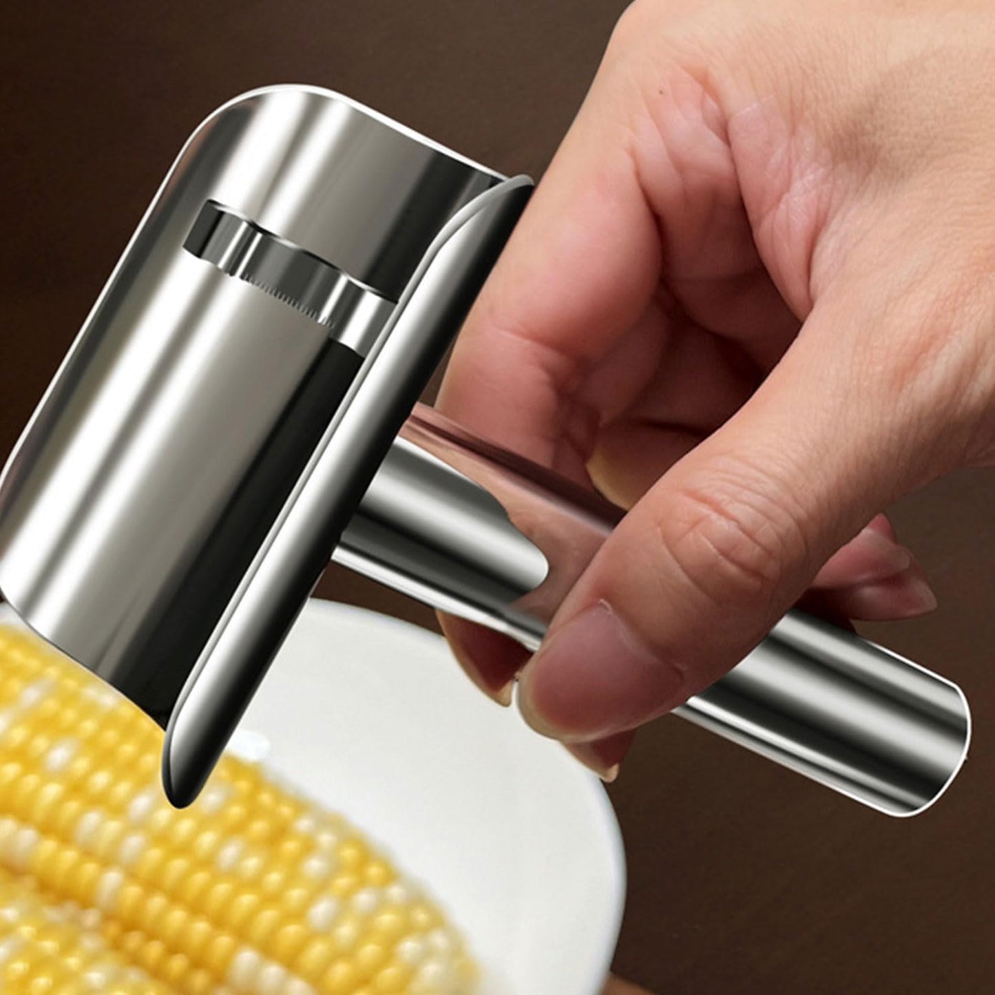 Corn Peeler for Corn on the Cob, Safe Corn Cob Stripper Tool with Hidden Blade, Stainless Steel Corn Peeler, Cleanly Removes Kernels, No Knife Needed