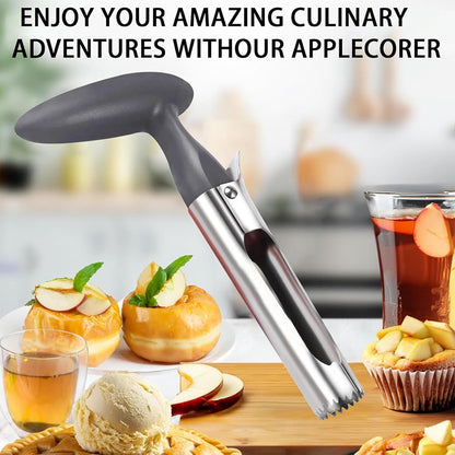 Premium Apple Corer Tool - Easy to Use & Clean, Ultra Sharp, Sturdy Ergonomic Handle - Durable Corer Remover for Baking & More (Gray)
