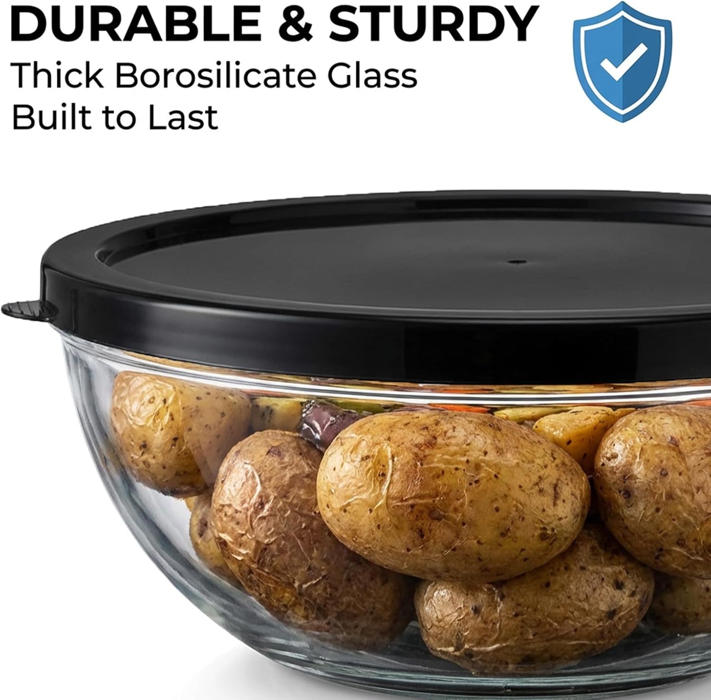 Large Glass Mixing Bowl for Sourdough, 6.2QT with Lid – Big Capacity Clear Bowl for Sourdough, Baking, Salad Prep & Food Storage