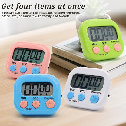 6 Pack Multi-Function Electronic Timer - Kitchen Timer,Magnetic Digital Timers,Big LCD Display, ON/Off Switch,Extensively Use in Cooking,Gym, Meeting, Classroom,Kitchen,Study,Work,Outdoor Activities