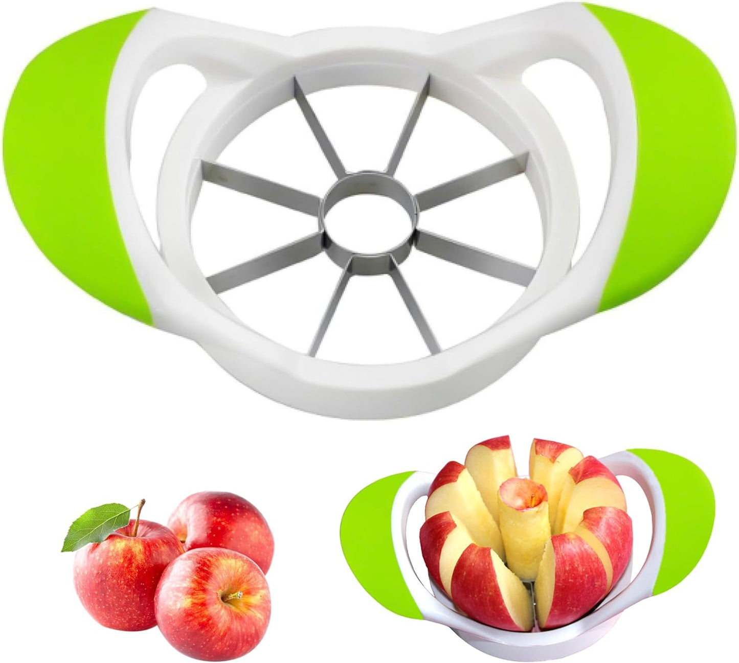 ARSUK Apple Cutter Slicer and Corer (8 Blades) - Thin Slice apple wedger, 2 in 1 Apple Core Remover and Cutter Tools, Non-Slip Soft Grip Handles