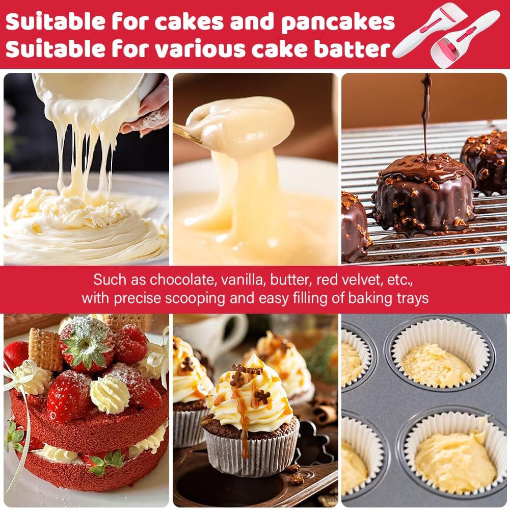 2pcs Cupcake Batter Dispenser Scoop, Dishwasher-Safe Baking Tool for Precise Portioning of Muffins, Cupcakes, Cookie Dough & Pancakes - Mess-Free Kitchen Gadget(COLOR:white)
