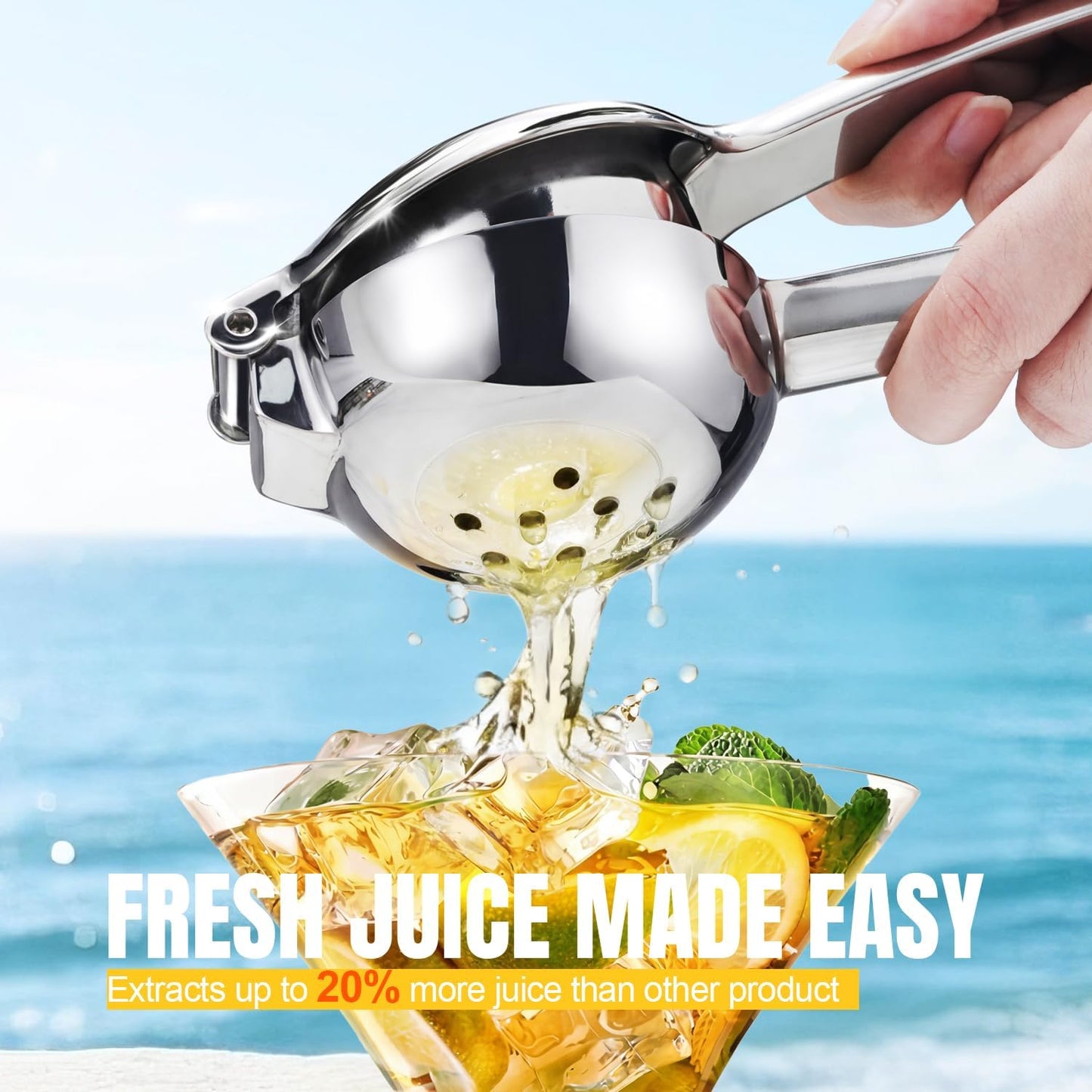 Lemon Squeezer, Sopito All 304 Stainless Steel Lemon Juicer Heavy Duty Large Citrus Juicer Hand Press Lime Squeezer for Seedless Juicing, Non-Slip Grip