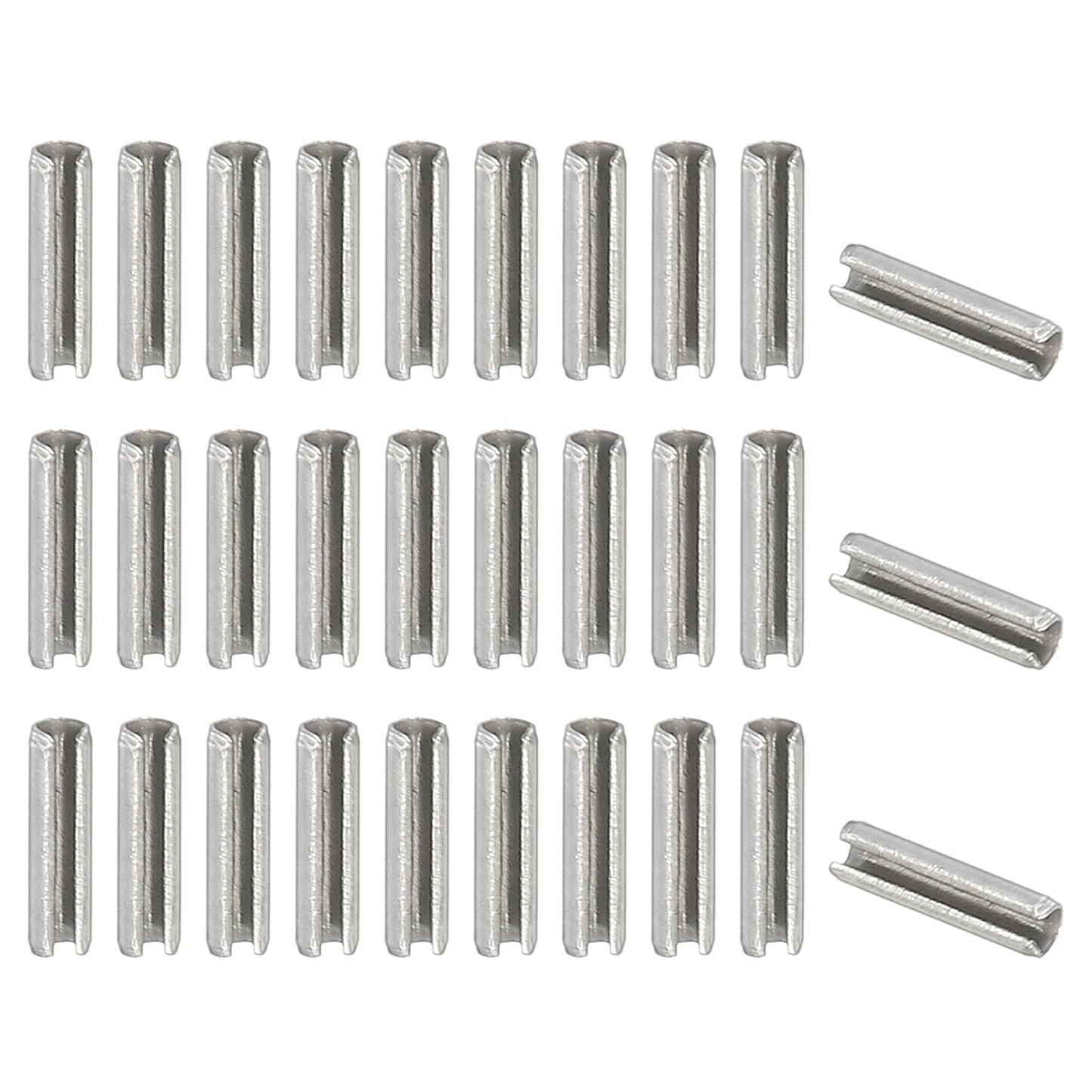 PATIKIL Slotted Spring Pin, 50 Pcs 1/8" x 3/4" (3.2mm x 20mm) 304 Stainless Steel Split Roll Pins Spring Dowel for Home Improvement Automotive Machine Repair, Silver - Colors A